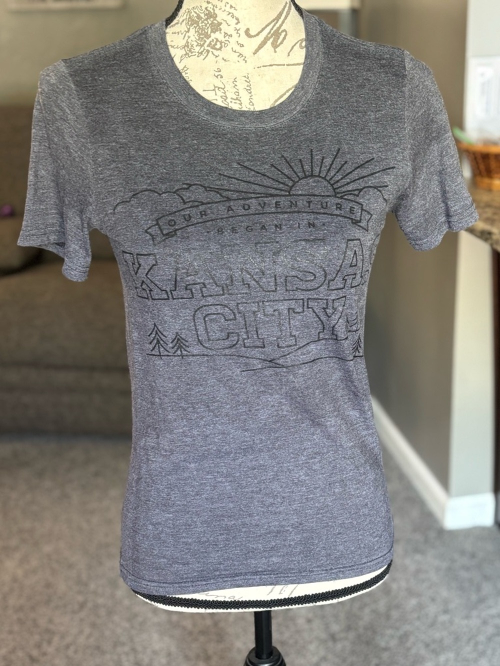 Anvil Women's Heather Gray Kansas City Graphic Tee